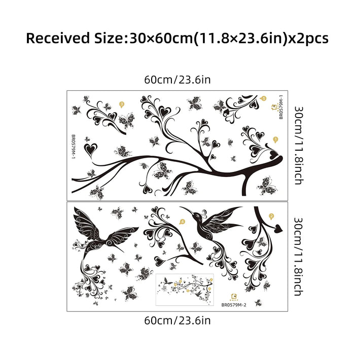 Silhouette Branches & Birds Wall Stickers Bedroom & Living Room Decor