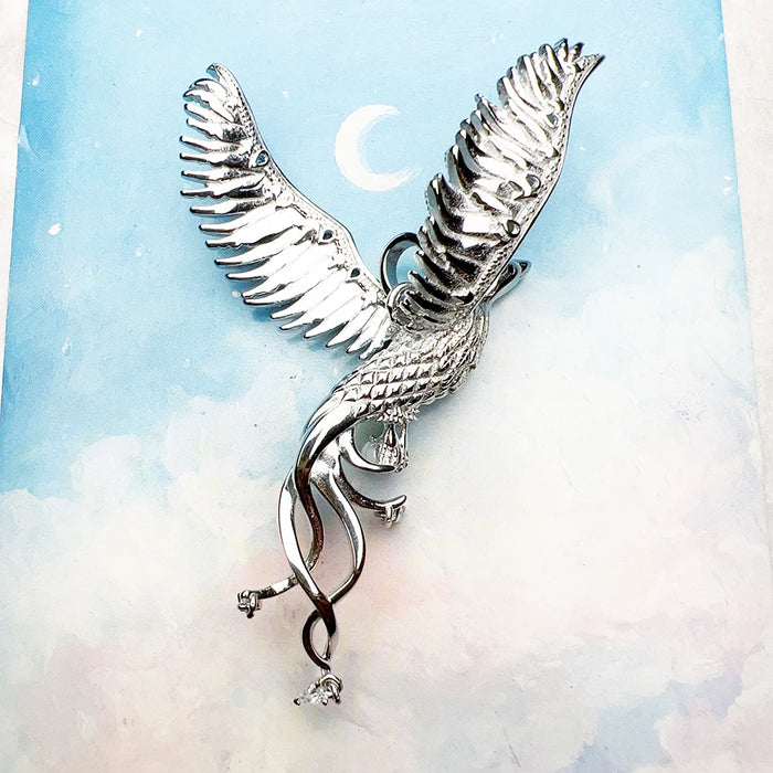 925 Sterling Silver Phoenix Blue Stone Pendant Romantic Gift For Her