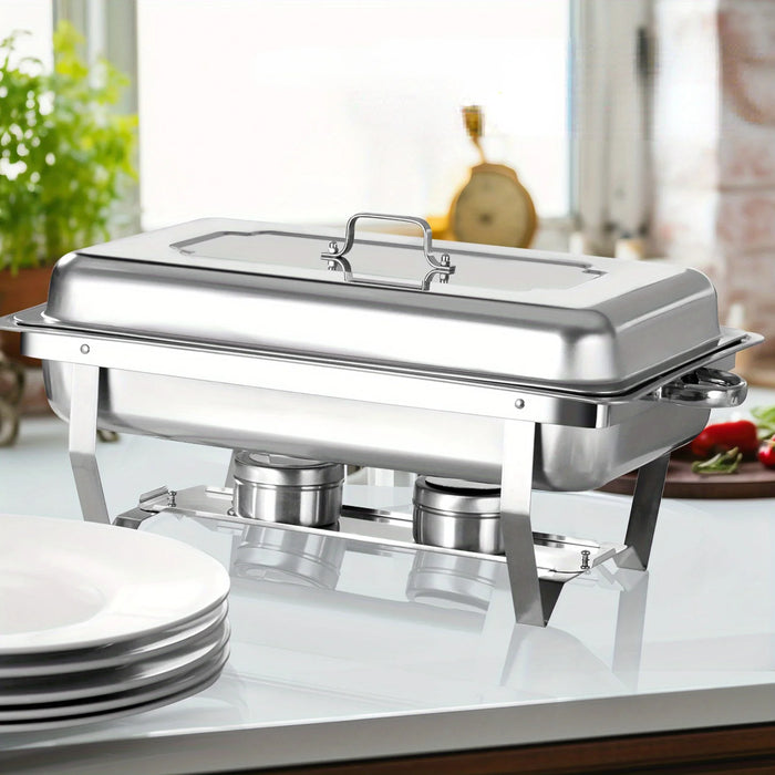 8Qt Chafing Dish Set Silver Stainless Steel Full Size Catering Chafer Banquet