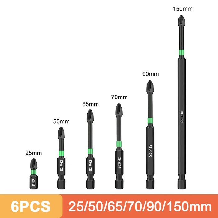 Ph2 Magnetic Cross Impact Screwdriver Bit Set High Hardness Non Slip