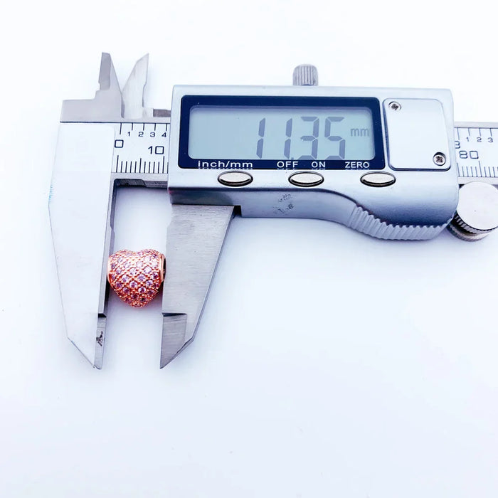 925 Sterling Silver Rose Gold Heart Beads Charms For Women