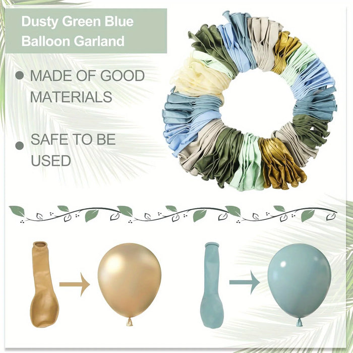 196Pcs Grey Blue And Green Balloons Garland Kit Christening Wedding Bride Bohemian Birthday Party Background Decoration