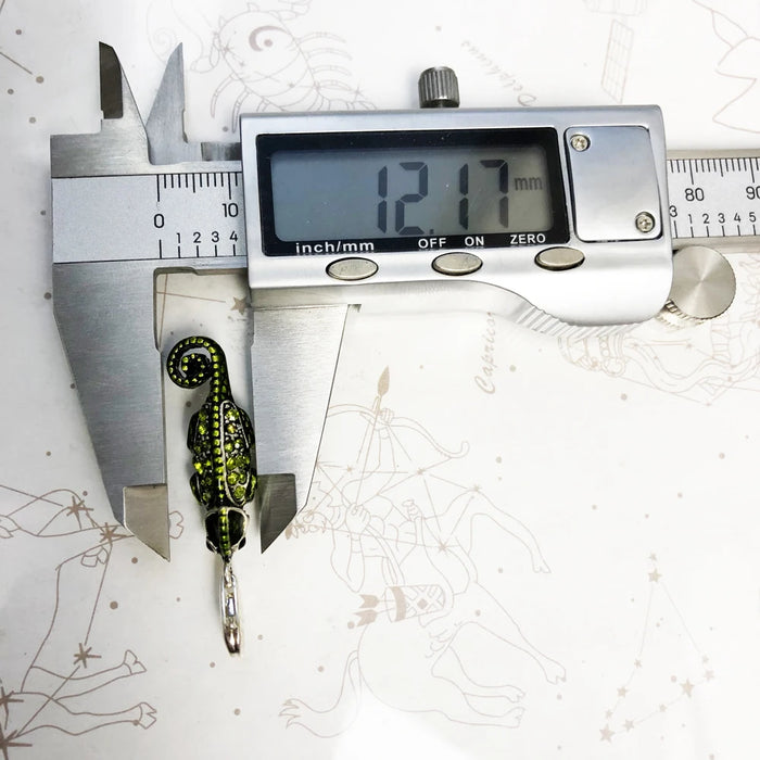 925 Sterling Silver Green Lizard Chameleon Charm Real Fine Jewelry Gift For Women & Men