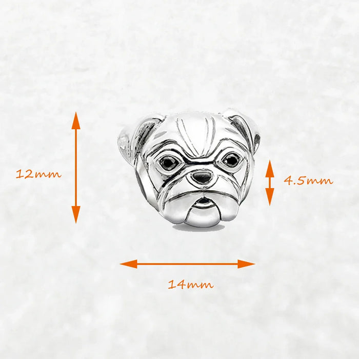925 Sterling Silver Bulldog Charm For European Diy Jewelry Cute Gift For Women & Men