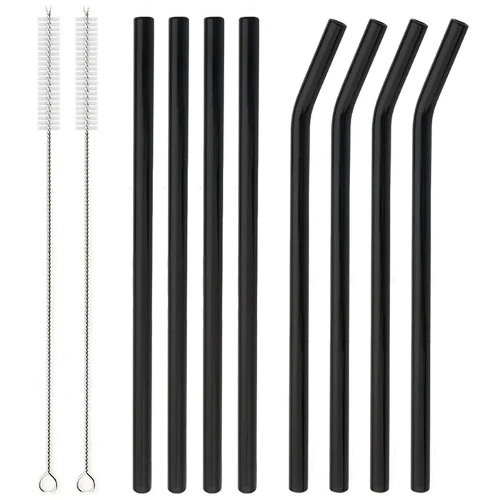 8 Piece Reusable Glass Straws Eco Friendly & Colourful
