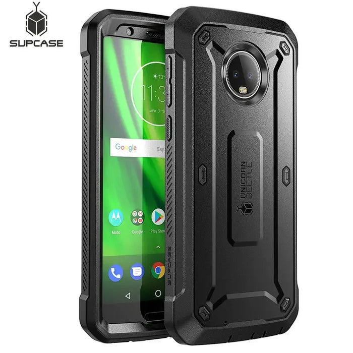 For Moto G6 Ub Pro Full-Body Rugged Holster Case With Built-In Screen Protector