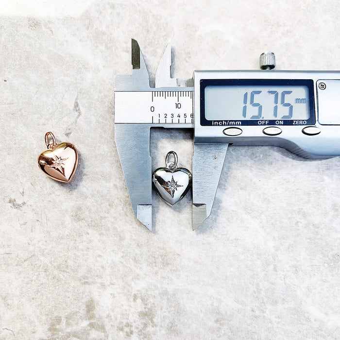 925 Sterling Silver Romantic Heart Locket With Star Pendant Fine Jewelry Gift For Women