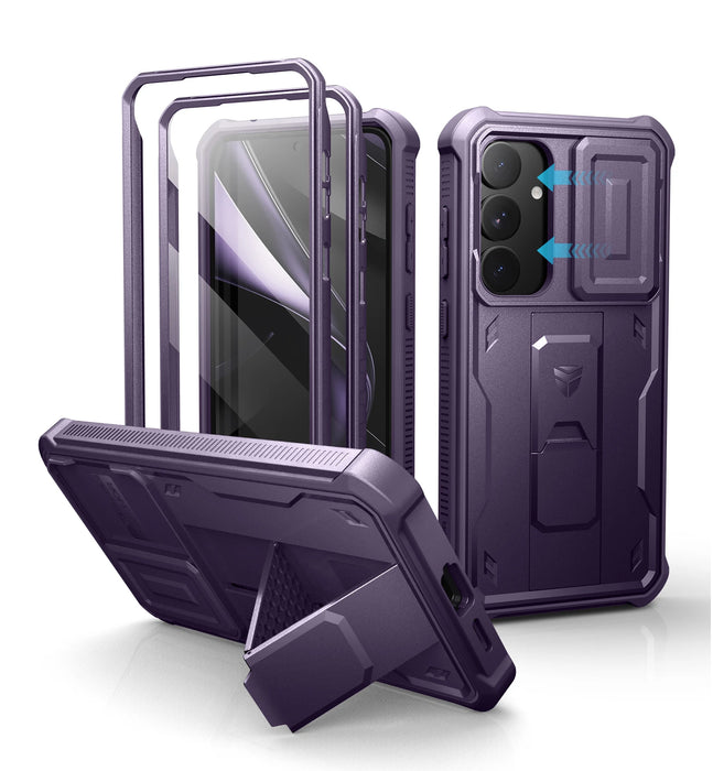 For Samsung Galaxy S25 Plus 2025 Full Body Rugged Kickstand Case With Camera Case & Built-In Screen Protector