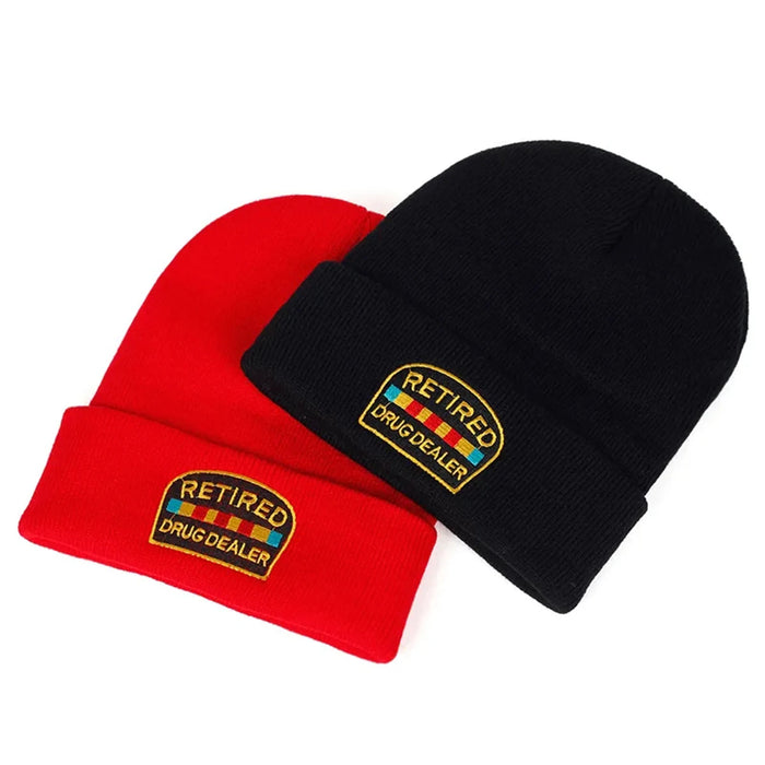 Retired Drug Dealer Embroidery Beanie Unisex Winter Hip Hop Cap