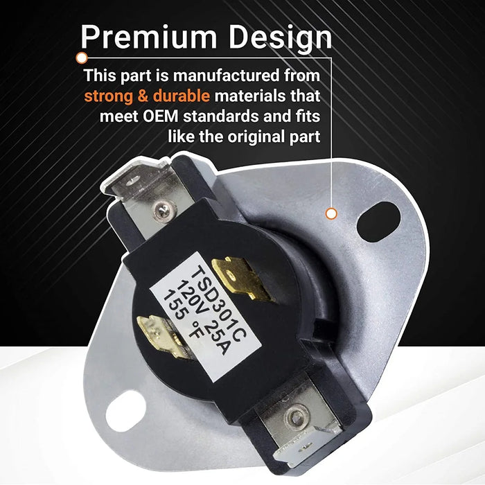 Wp3387134 Dryer Cycling Thermostat Compatible Wth Whirlpool Kenmore Dryers Ap6008270 306910 3387135 3387139 Et187 Ps11741405