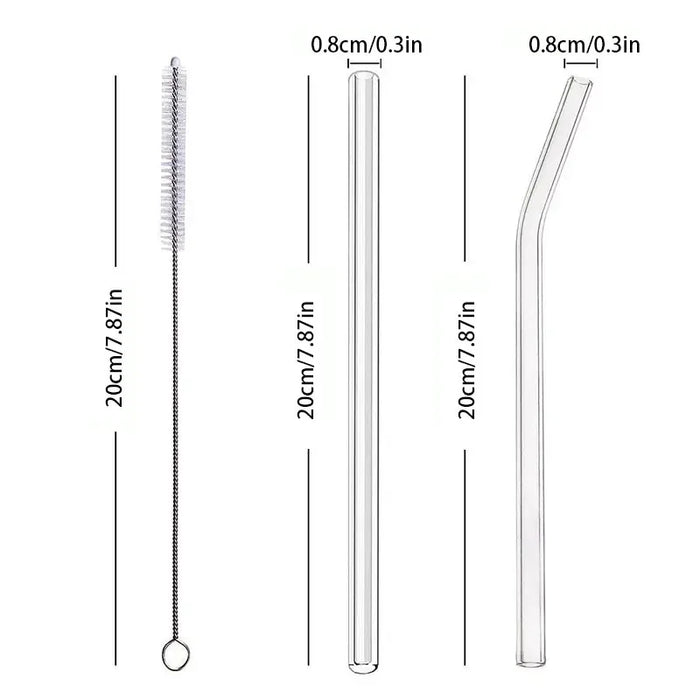 4 / 6 / 8 / 10 Piece Glass Straws Heat Resistant For Drinks