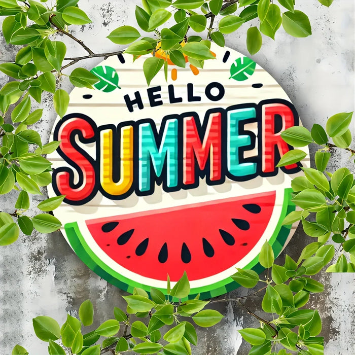 Summer Watermelon Round Metal Sign Versatile Decor For Home & Garden