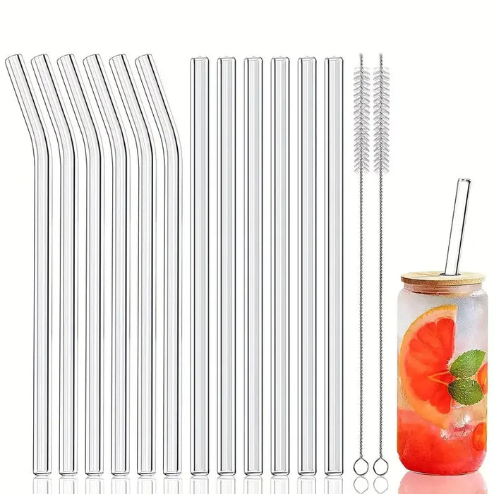 4 / 6 / 8 / 10 Piece Glass Straws Heat Resistant For Drinks