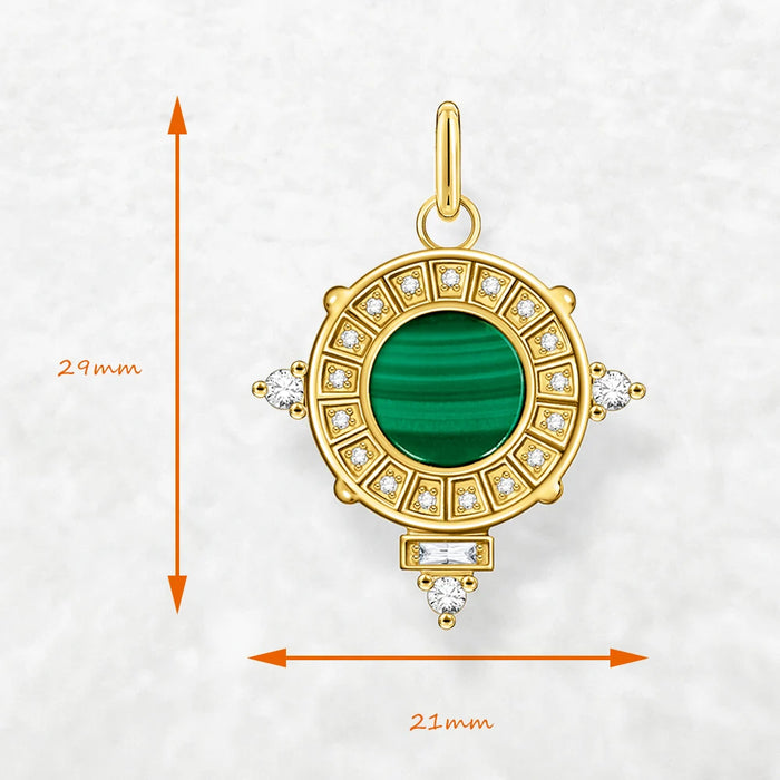 925 Sterling Silver Green Stone Snake Pendant Gold Plated Vintage Gift