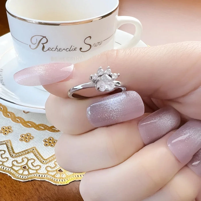 925 Sterling Silver Delicate Cat Paw Ring Cute For Women European Style Fine Jewelry
