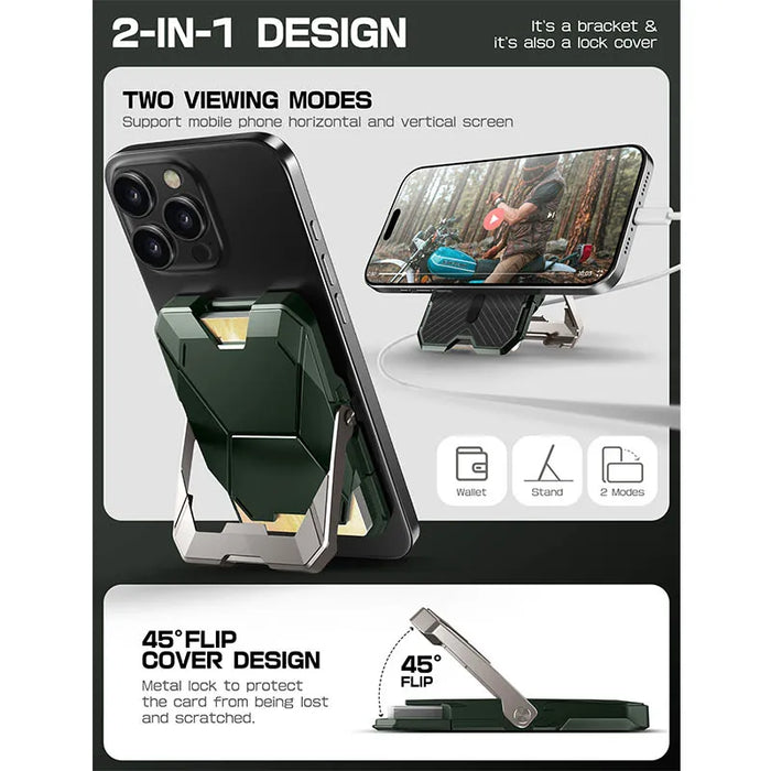 For Iphone 16 / 15 / 14 / 13 / 12 Magsafe Wallet With 6 Cards Holder Stand Metal Lock Case