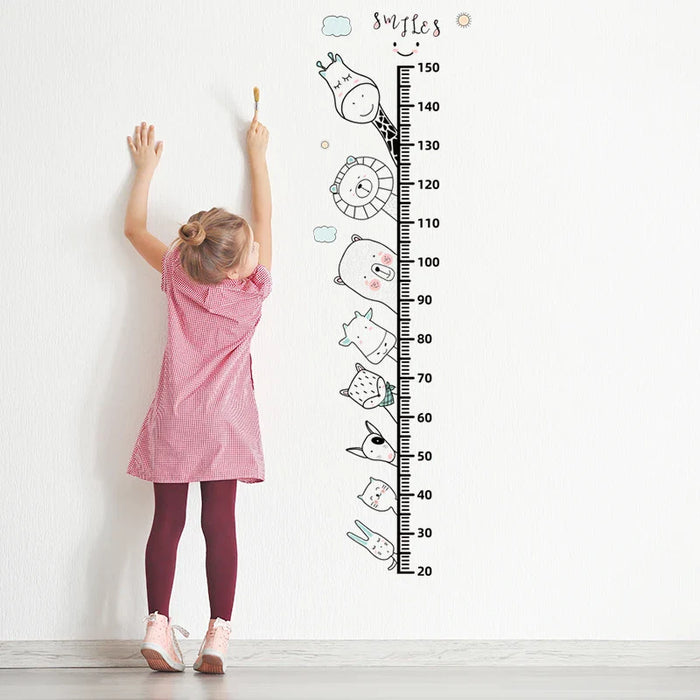 Cartoon Animals Height Ruler Wall Stickers For Kids Rooms