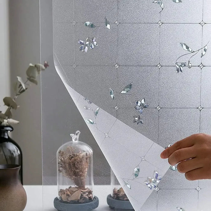 Flower Privacy Window Film - Decorative Glass Stickers