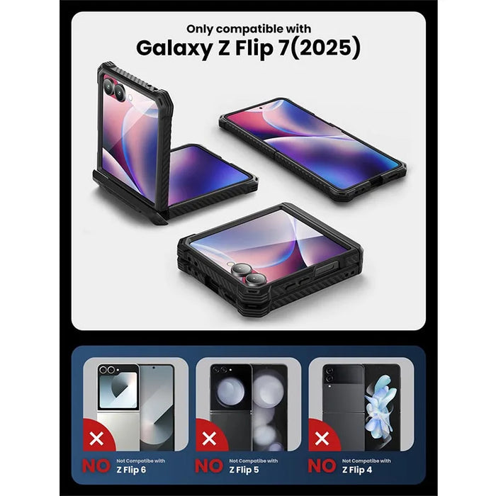 For Samsung Galaxy Z Flip 7 Armorbox Full-Body Military Protection Phone Case With Tempered Glass Screen Protector