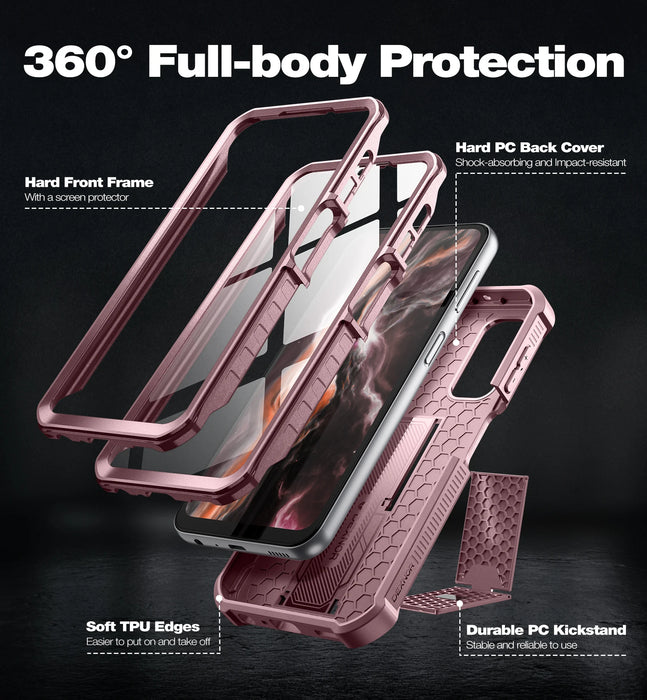 For Samsung Galaxy A24 Heavy Duty Military Grade Armor Shockproof Shell Case Built In Screen Protector Kickstand