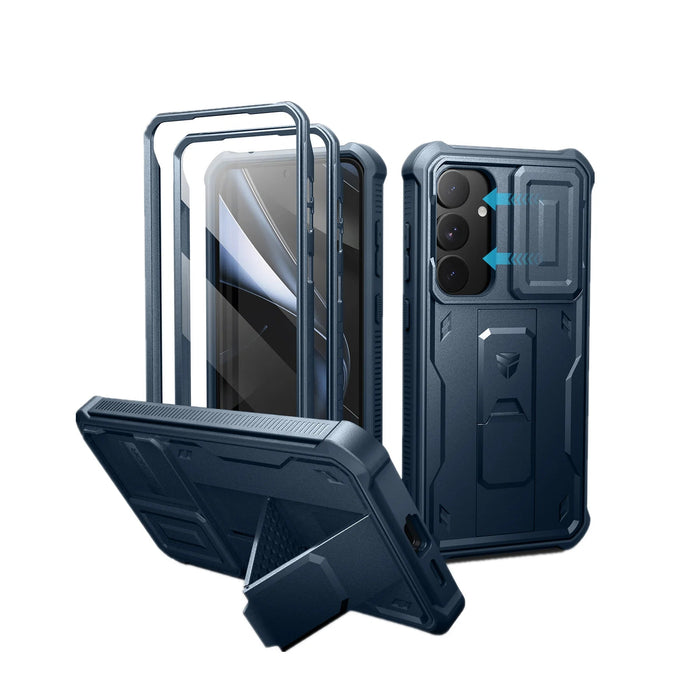 For Samsung Galaxy S25 Plus 2025 Full Body Rugged Kickstand Case With Camera Case & Built-In Screen Protector