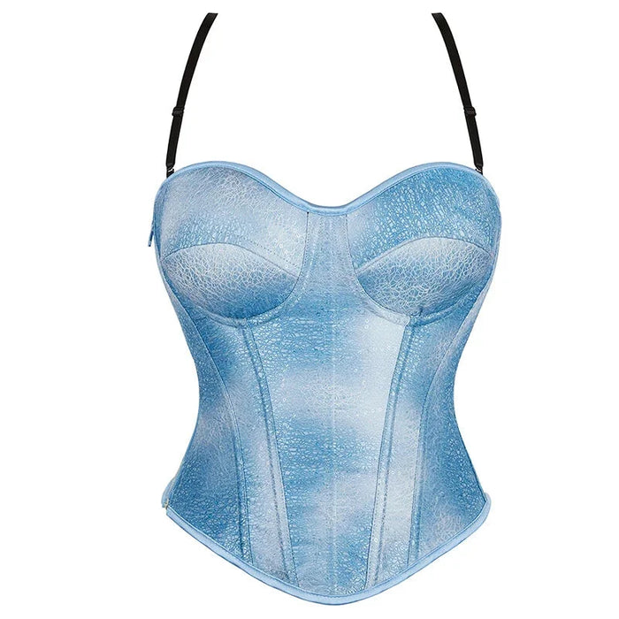 Adjustable Strap Padded Cup Corset With Steel Boning Slimming Sequined Bustier