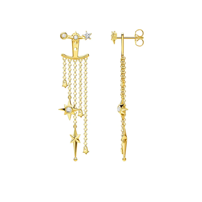 925 Sterling Silver Boho Star Drop Earrings With Gold Plating European Style Fine Jewelry For Women