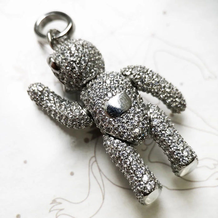925 Sterling Silver Teddy Bear Pendant Cute Spring Jewelry Gift For Women