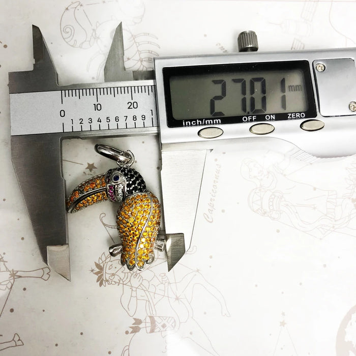 925 Sterling Silver Colourful Toucan Pendant Fashion Jewelry For Women & Men