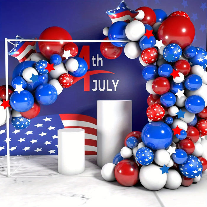 118 Pieces Blue Red White Patriotic Balloon Arch Kit Which Can Be Used For Independence Day Celebration Birthday Party Etc