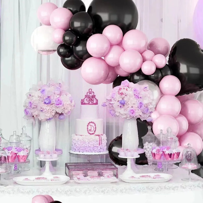 129Pcs Pink Black Theme Balloon Garland Arch Set Birthday Party Wedding Anniversary Celebration Room Interior Decoration