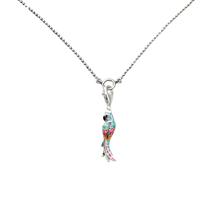 925 Sterling Silver Bohemian Parrot Charm Necklace Bird Jewelry For Women