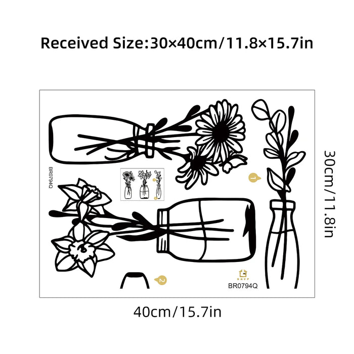 Flower Vase Wall Stickers For Home Decor