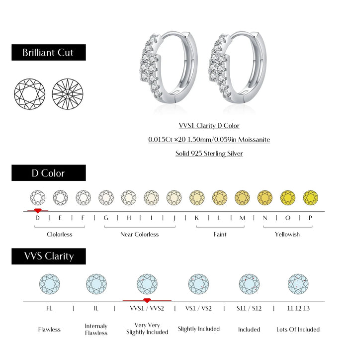 925 Sterling Silver D Colour Moissanite Double Hoop Earrings For Women