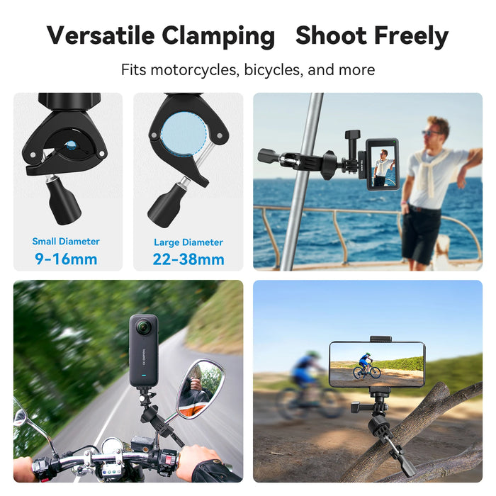 360 Degree Super Clamp For Action Cameras Cycling & Motorcycle Mount
