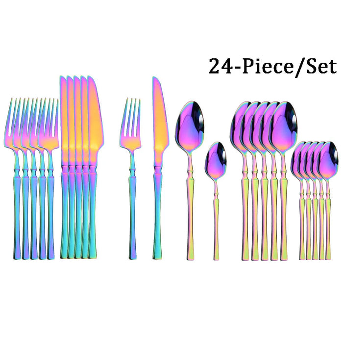 24 Piece Stainless Steel Silverware Set For Kitchen Dining