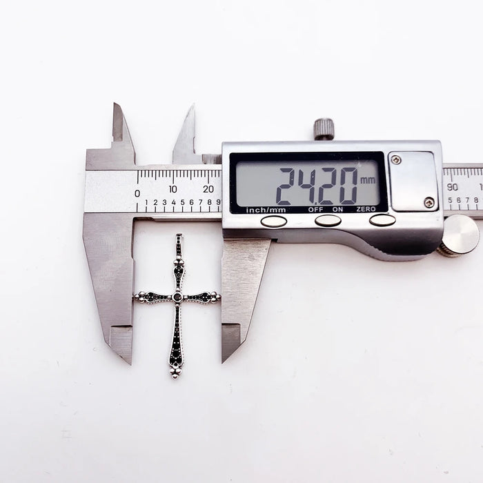 925 Sterling Silver Real Black Royalty Cross Pendant European Style Gift For Men & Women