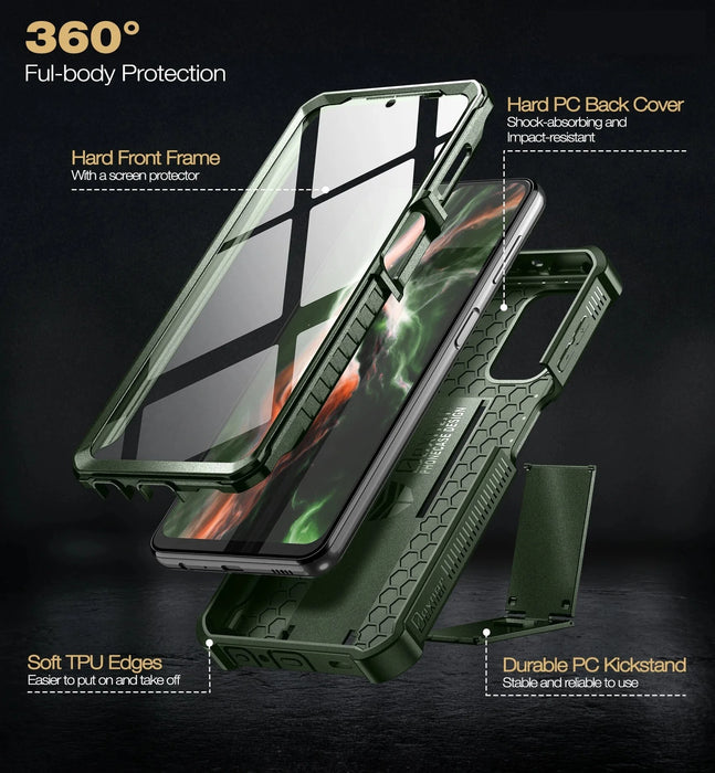 For Samsung Galaxy A32 5G Full-Body Heavy Duty Military Grade Shockproof Case & Kickstand Built In Screen Protector