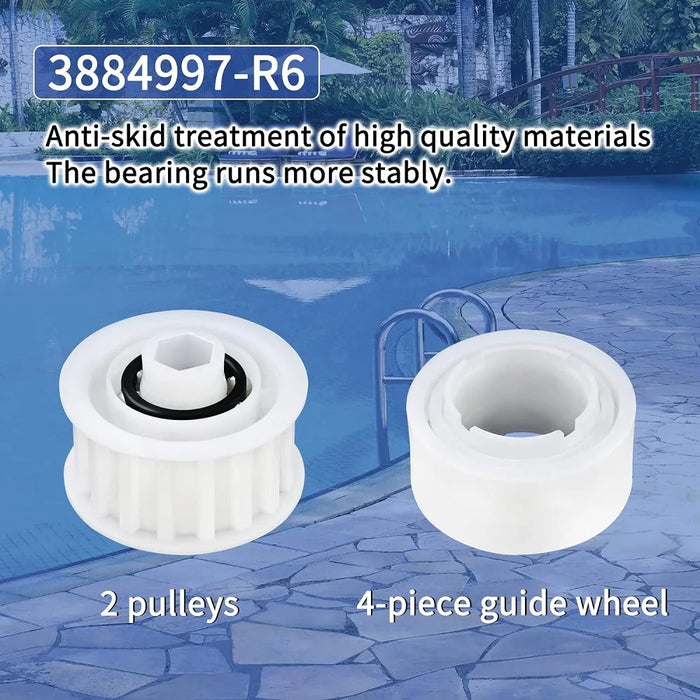 4 Pack Guide Wheels 2 Pully Gears 3884997-R6 Compatible With Dolphin Nautilus Cc Plus Premier Pool Cleaner Accessories