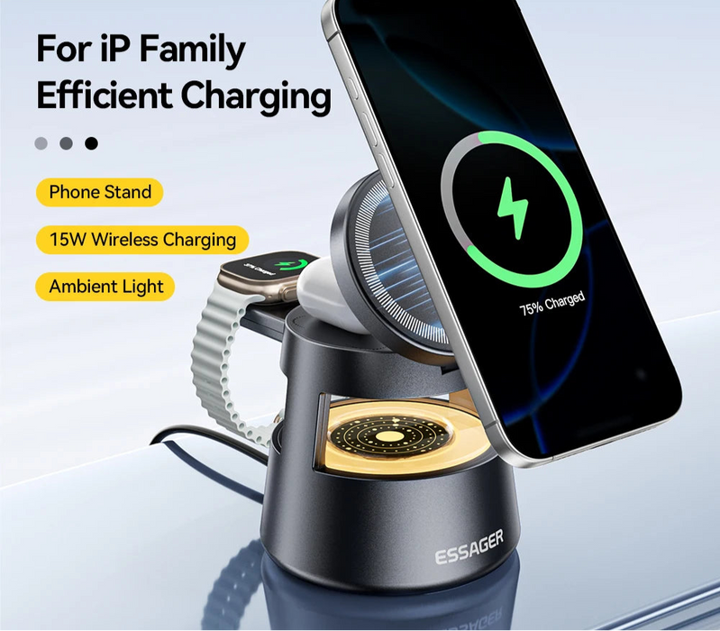 4 In 1 Magnetic Wireless Charger Stand For Iphone 16 15 14 13 12 Apple Watch 9 8 Airpods Pro 15W Fast Charging Station