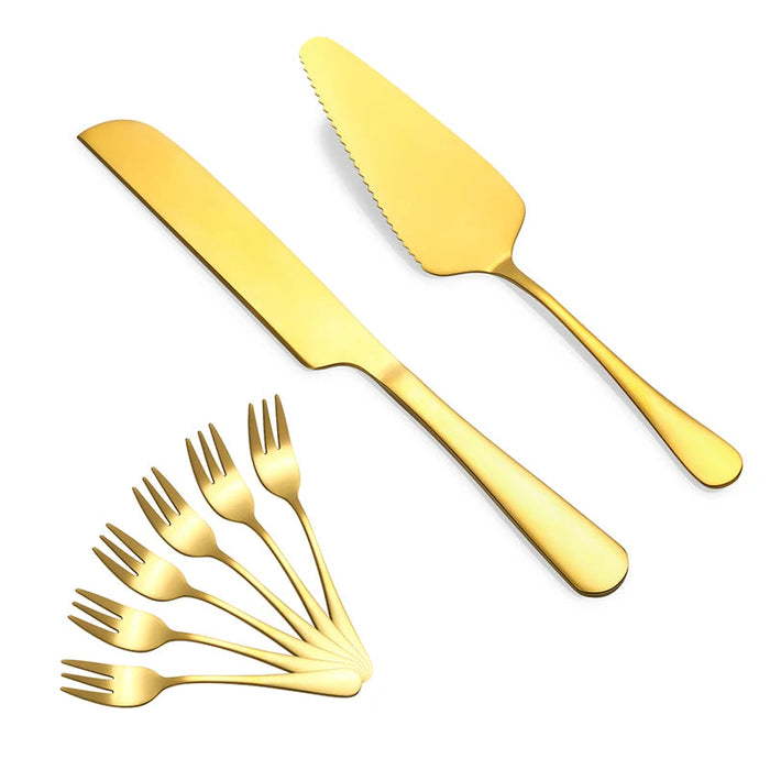 8 Piece Gold Stainless Steel Dessert Set For Home Kitchen