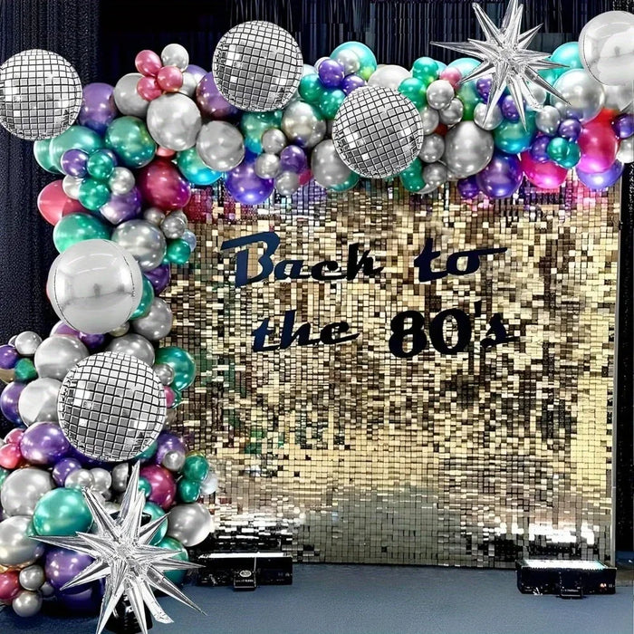 136Pcs Disco Ball Balloon Arch Kit For Bachelors Cocktail Parties Proms And Summer Parties Graduations Holiday Decorations