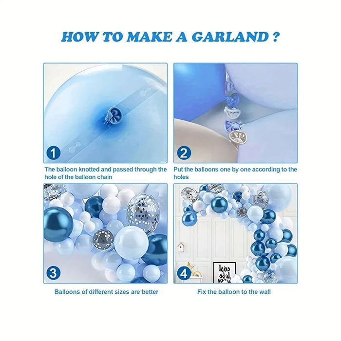 122Pcs Blue Balloon Wreath Kit With Butterfly And Exploding Star Foils - Birthdays Weddings Engagements And Anniversaries