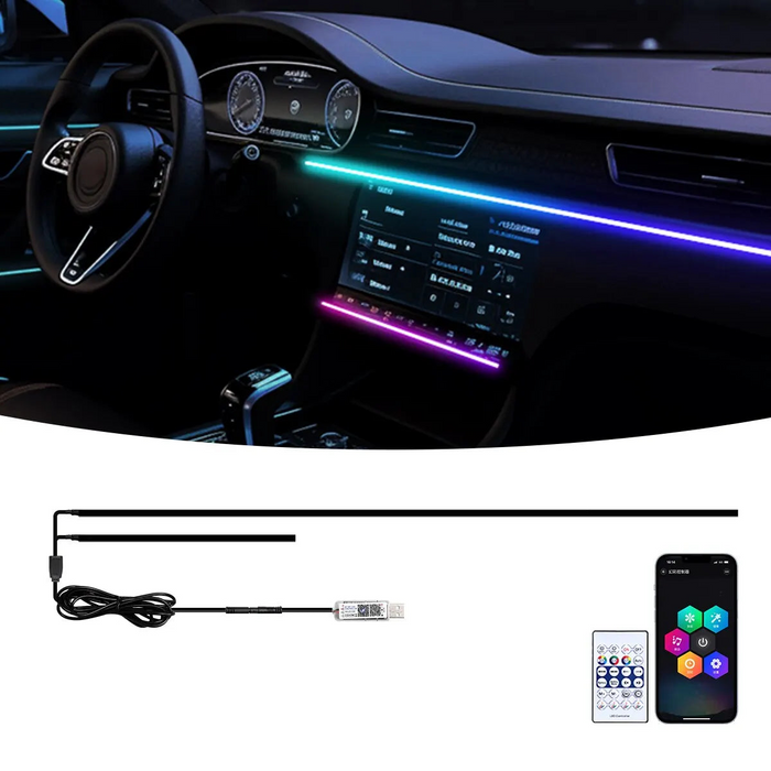 Usb Car Led Ambient Light 64 Colours 110Cm App Remote Control