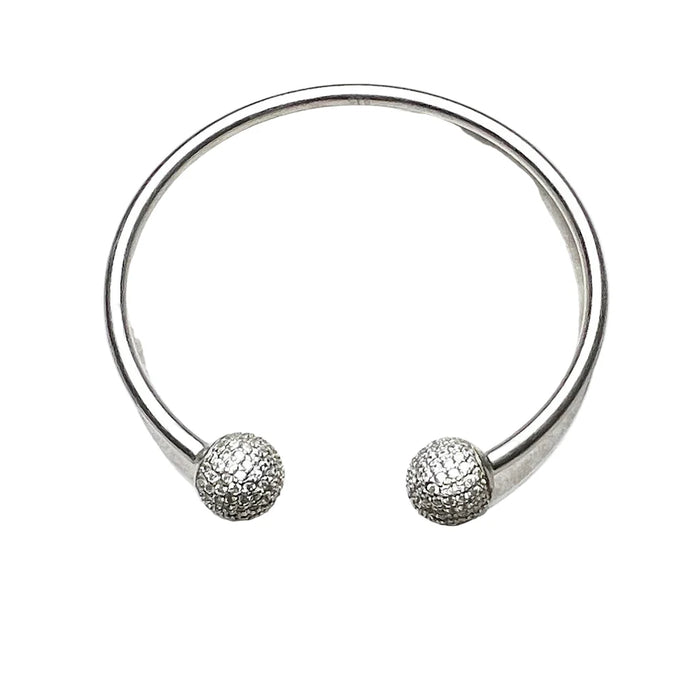 925 Sterling Silver Disco Ball Bangle Bracelet European Fashion Jewelry For Women