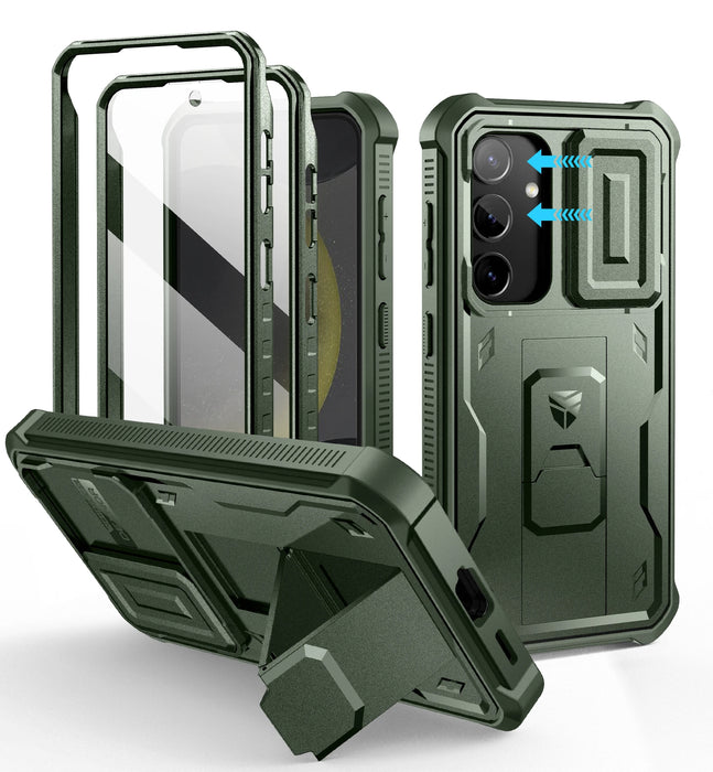 For Samsung Galaxy S24 6.2 Inch Full Body Rugged Case Built-In Screen Protector Kickstand With Built-In Slide Camera Case