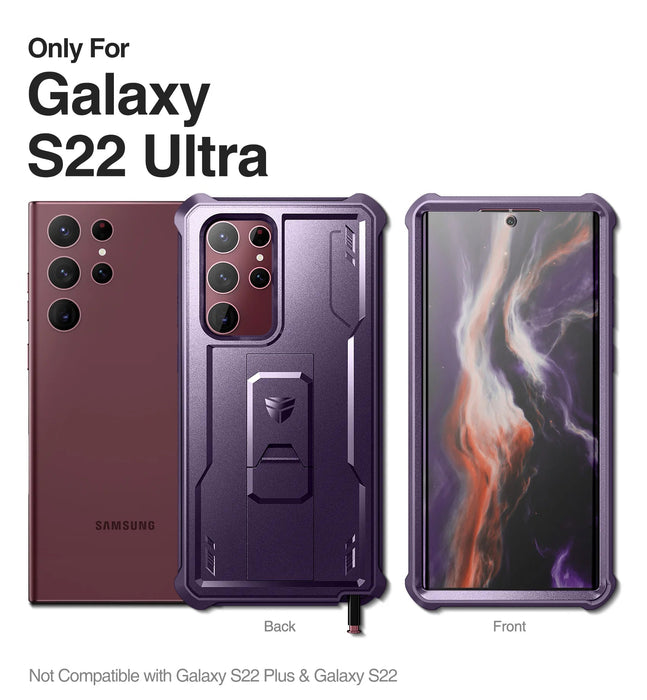 For Samsung Galaxy S22 Ultra Full Body Bumper Military Armor Shockproof Case Bracket With Built-In Screen Protector