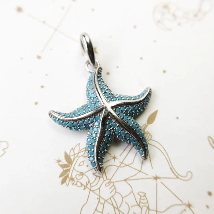 925 Sterling Silver Deep Sea Blue Oceanstar Pendant Gift For Women & Men