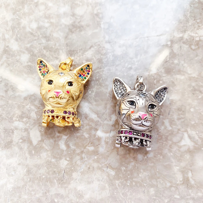 925 Sterling Silver Magical Cosmic Cat Pendant Jewelry For Women