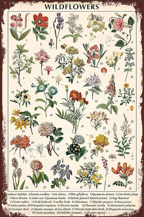Retro Wildflower Tin Wall Decor